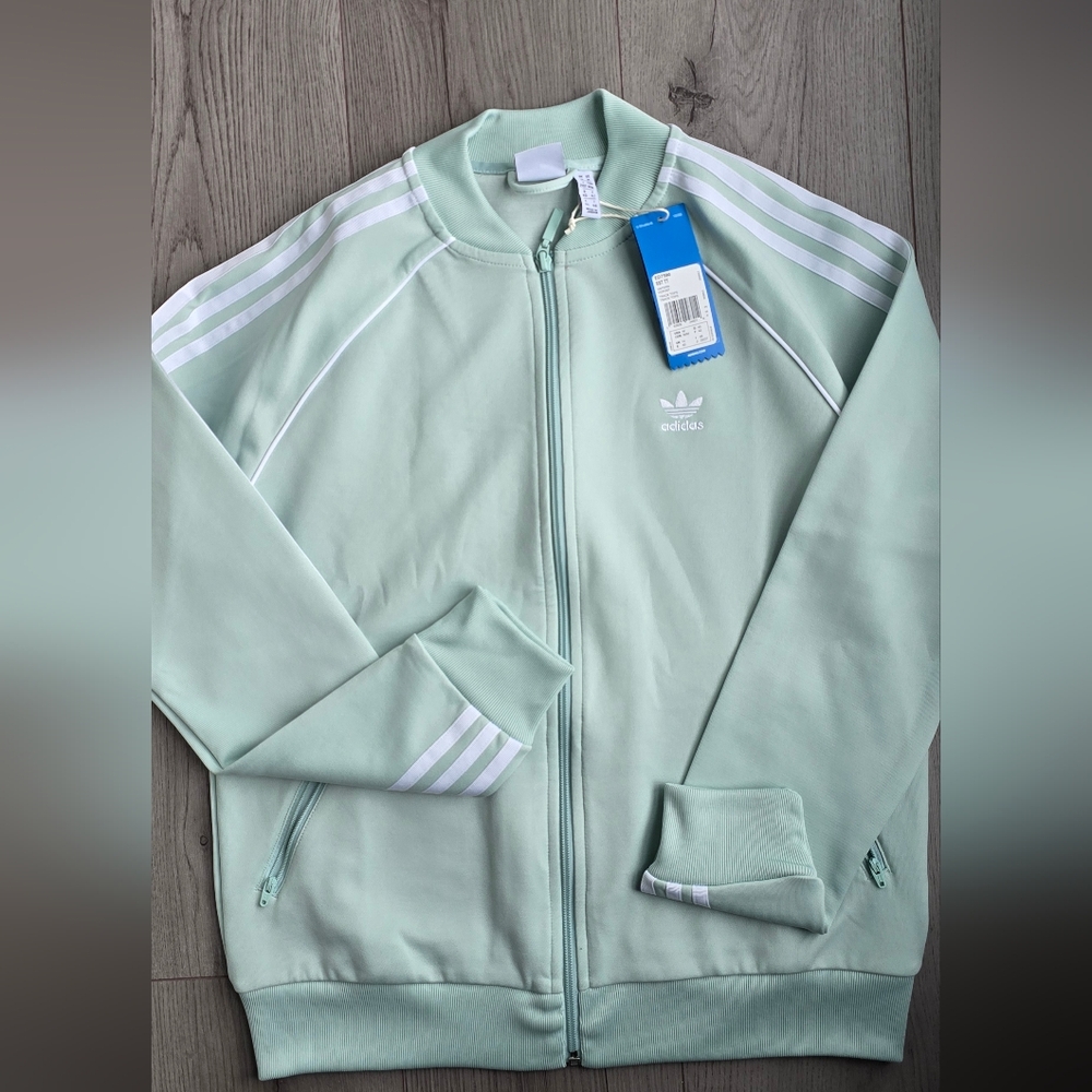 Mint Green Track Jacket with White Stripe Detail